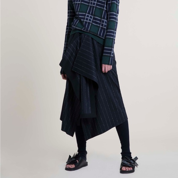 CEDRIC CHARLIER pinstripe wool skirt size 42 - Picture 3 of 7